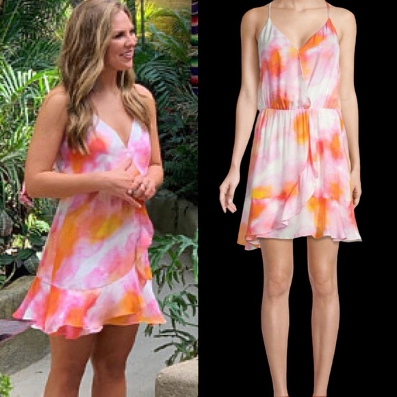 Parker ‘Kesha’ Pink & Orange Watercolor Silk Blend Mini Dress Sz S ASO Hannah B. - Picture 1 of 16